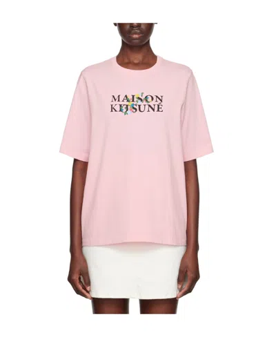 Maison Kitsuné Logo-print Cotton T-shirt In Pink