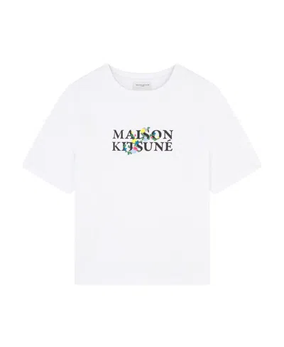 Maison Kitsuné Logo-print Cotton T-shirt In White