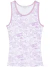 Maison Kitsuné Logo-print Cotton Tank Top In Purple