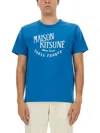 Maison Kitsuné Logo-print Cotton T-shirt In Blue