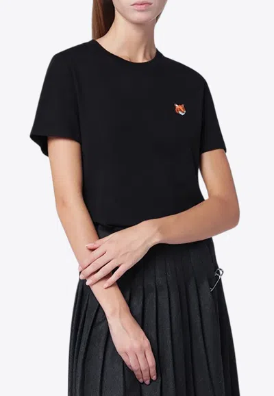 Maison Kitsuné Logo-printed Crewneck T-shirt In Black