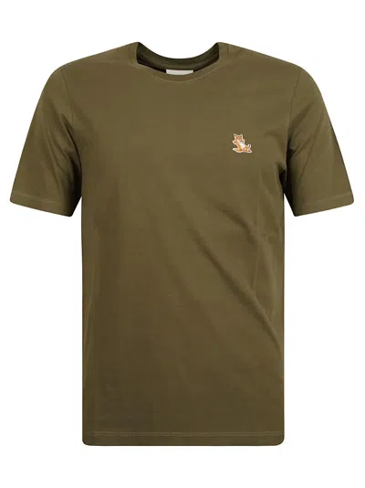 Maison Kitsuné Logo Round Neck T-shirt In Military Green