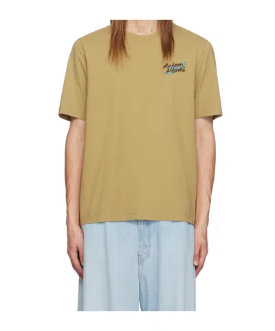 Maison Kitsuné Khaki Falling Leaves T-shirt In P252 Chesnut