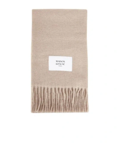 Maison Kitsuné Logo Scarf In White