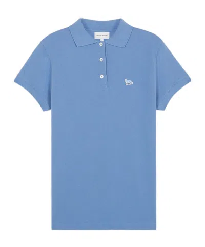 Maison Kitsuné Logo Short-sleeved Polo Shirt In Blue