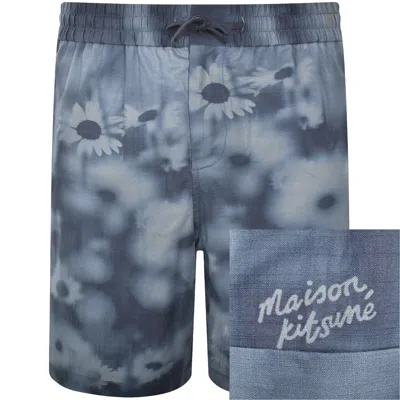 MAISON KITSUNÉ MAISON KITSUNE LOGO SHORTS BLUE