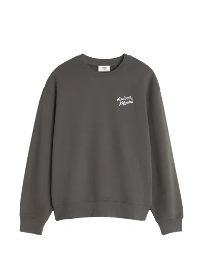 Maison Kitsuné Brown Minimalist Branding Cotton Sweatshirt In Gray
