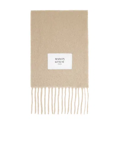 Maison Kitsuné Logo Tassel Scarf In White