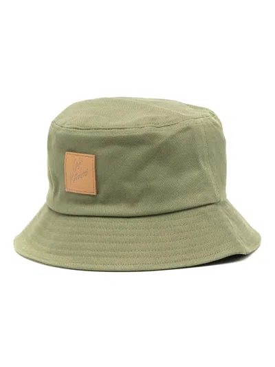Maison Kitsuné Logo-appliqué Cotton Bucket Hat In Green