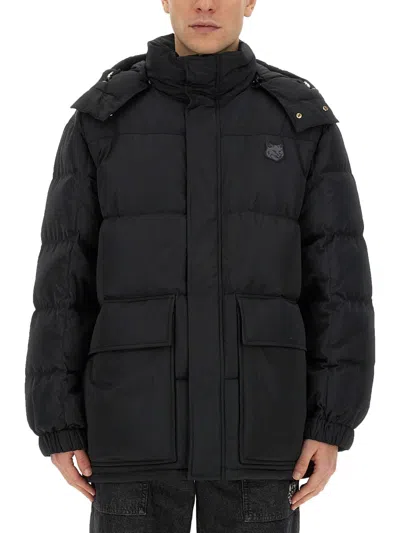 Maison Kitsuné Logo-appliqué Hooded Puffer Jacket In Black