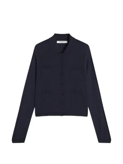 Maison Kitsuné Logo-embroidered Pocket-detail Cardigan In Blue