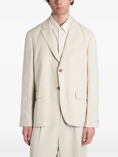 Maison Kitsuné Logo-patch Single-breasted Tailored Blazer In White