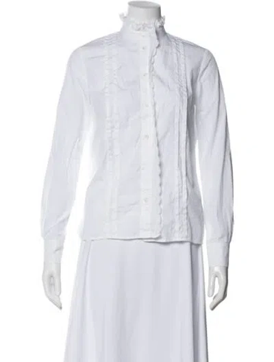 Pre-owned Maison Kitsuné Long Sleeve Button-up Top In White