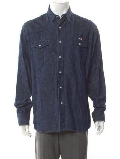 Pre-owned Maison Kitsuné Long Sleeve Denim Shirt In Blue