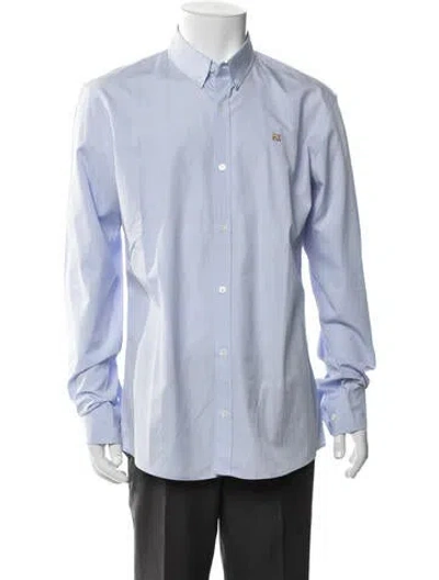 Pre-owned Maison Kitsuné Long Sleeve Dress Shirt In Blue