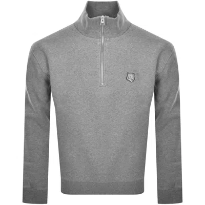 Maison Kitsuné Maison Kitsune Long Sleeve Fox Head Shirt Blue In Gray