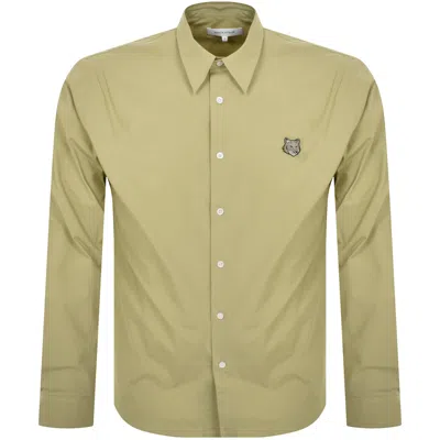 Maison Kitsuné Maison Kitsune Long Sleeve Fox Head Shirt Khaki