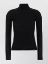 Maison Kitsuné Long Sleeve Ribbed Mock Neck Top In Black