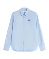 Maison Kitsuné Fox Head Embroidered Long Sleeved Shirt In Blue