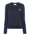 Maison Kitsuné Blue Crewneck Sweater With Fox Head Logo Patch On The Front In Blue