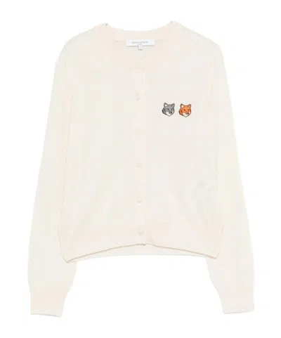 Maison Kitsuné Long-sleeved Cardigan Sweater In Neutral