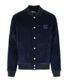 Maison Kitsuné Teddy Navy Cotton Bomber Jacket In Black