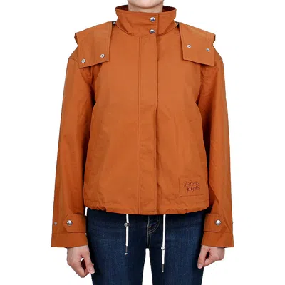 Maison Kitsuné Long-sleeved Hooded Jacket In Brown