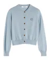 Maison Kitsuné Long-sleeved Knitted Cardigan In Blue