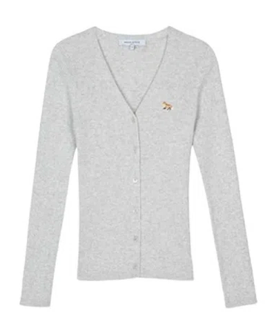 Maison Kitsuné Long-sleeved Knitted Cardigan In White
