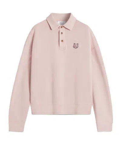 Maison Kitsuné Long-sleeved Polo Shirt In Pink
