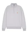 Maison Kitsuné Gray Fox Head Patch Half Zip Sweatshirt In White