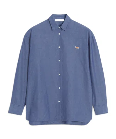 Maison Kitsuné Long-sleeved Shirt In Blue