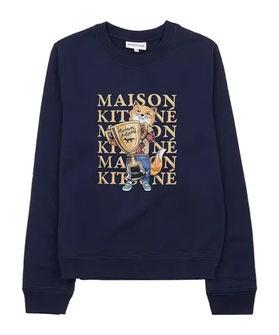 Maison Kitsuné Long-sleeved Sweater In Black