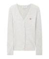 Maison Kitsuné Logo-patch V-neck Wool Cardigan In White