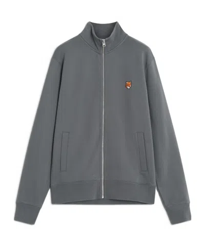 Maison Kitsuné Fox Head Zipped Regular Sweatshirt In Gray