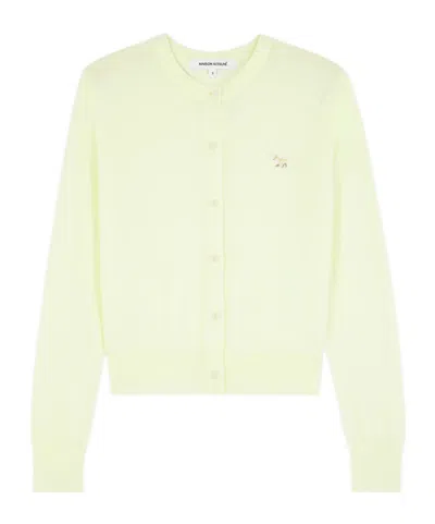 Maison Kitsuné Long-sleeved Wool Knitted Cardigan In Nude