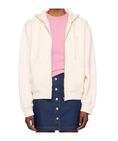 Maison Kitsuné Long-sleeved Zipper Sweatshirt In White