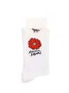 Maison Kitsuné Long White Sports Socks In White