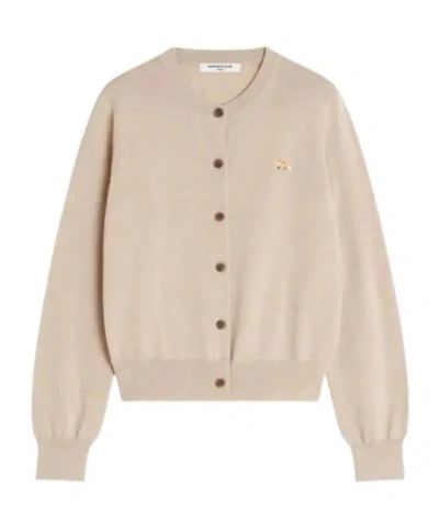 Maison Kitsuné Long-sleeved Knitted Cardigan In Pink
