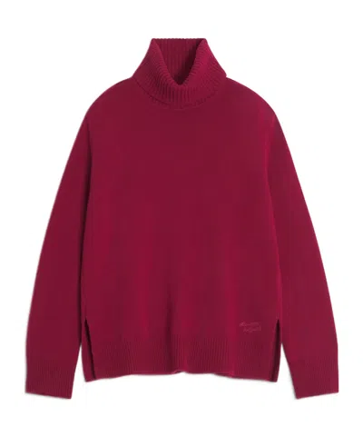 Maison Kitsuné Long-sleeved Roll-neck Jumper In Pink