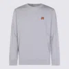 Maison Kitsuné Grey Crew Neck Sweater With Fox Patch On The Front In Wool Man In Gray