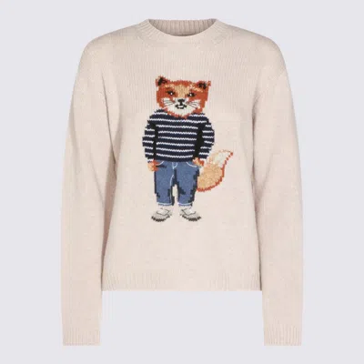 Maison Kitsuné Sweaters Parchment White In Gray