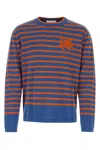 Maison Kitsuné Blue & Orange Intarsia Sweater In Multi