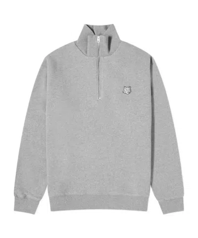 MAISON KITSUNÉ MAISON KITSUNÉ BOLD FOX HEAD PATCH HALF ZIP SWEATSHIRT