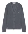 Maison Kitsuné Bold Fox Head Patch Comfort Ribbed Cardigan In Gray