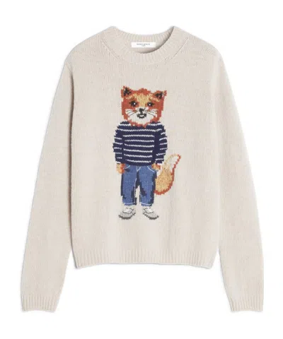 Maison Kitsuné Maison Kitsun Dressed Fox Intarsia Jumper In Multi