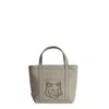 Maison Kitsuné Maison Kitsun Fox Head Mini Tote In Gray