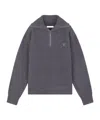 Maison Kitsuné Gray Bold Fox Head Patch Half Zip Ribbed Sweater In Black