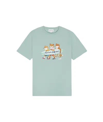 Maison Kitsuné Surfing Foxes Comfort T-shirt In Green