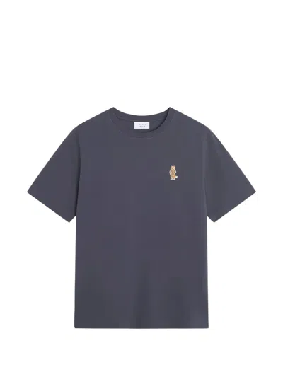 Maison Kitsuné Dressed Fox Embroidered T-shirt In Gray